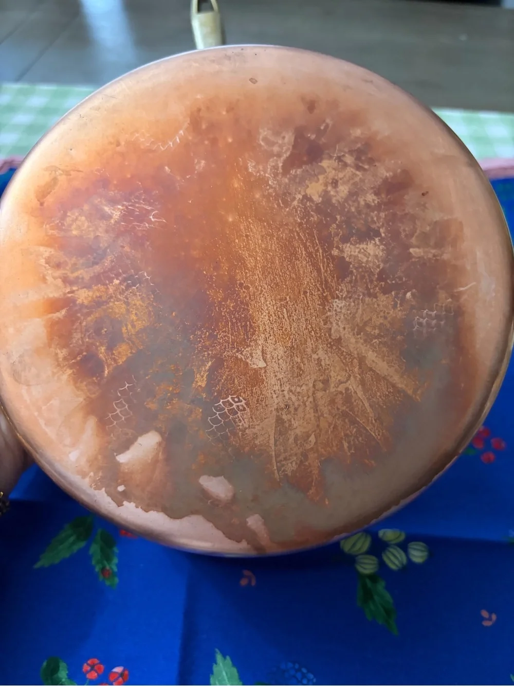 Vintage Paul Revere Copper -Tone Stainless Interior Saucepan with Brass Handle